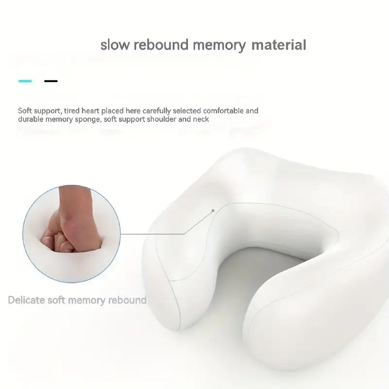 Soothing Heat Therapy U-Shaped Neck Massager Pillow. Deep tissue relief, memory foam comfort, and USB-rechargeable design for daily neck relaxation.