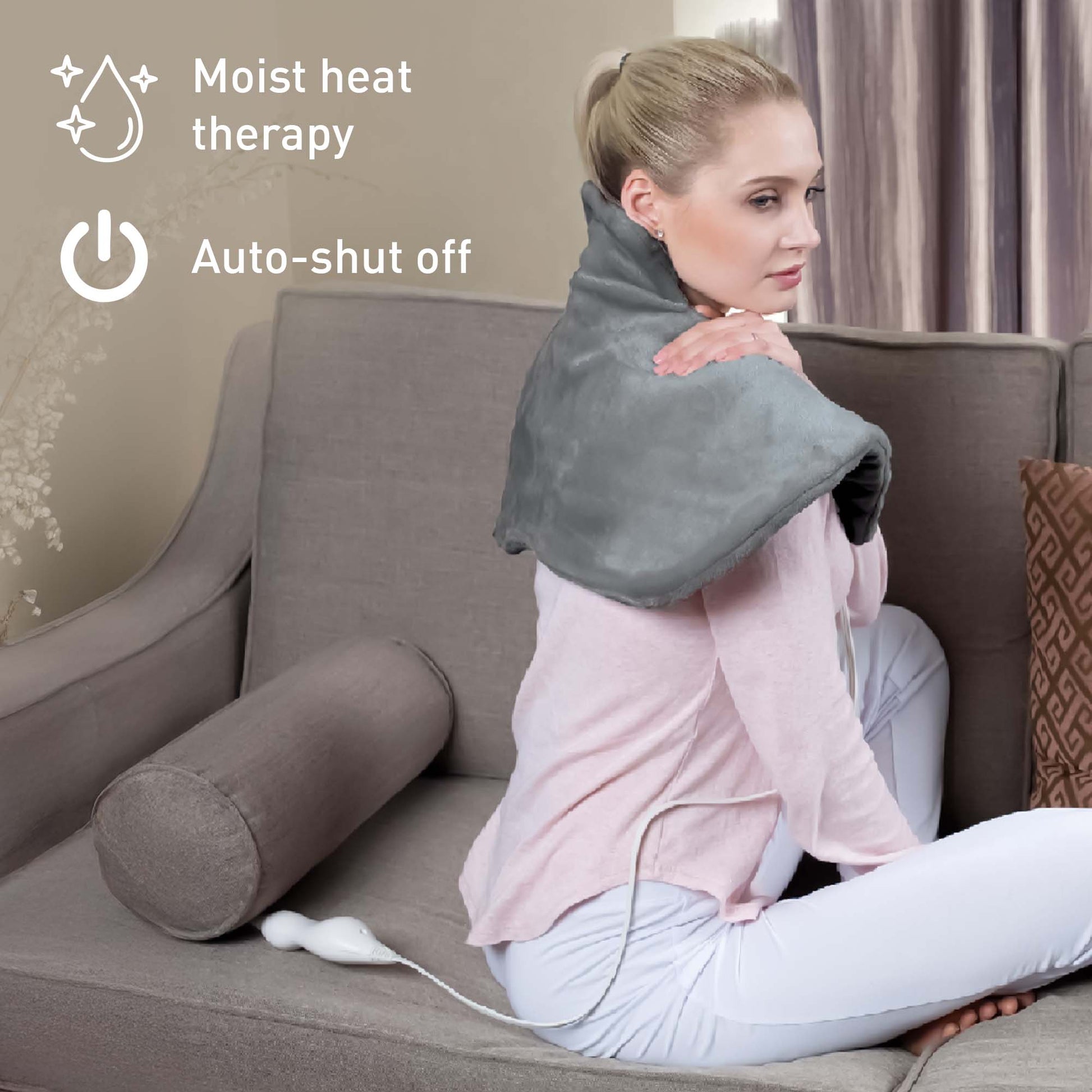 Therapeutic heating pad set with electric body pad and neck and shoulder pad. Adjustable warmth, quick relief, and safety features for daily comfort.