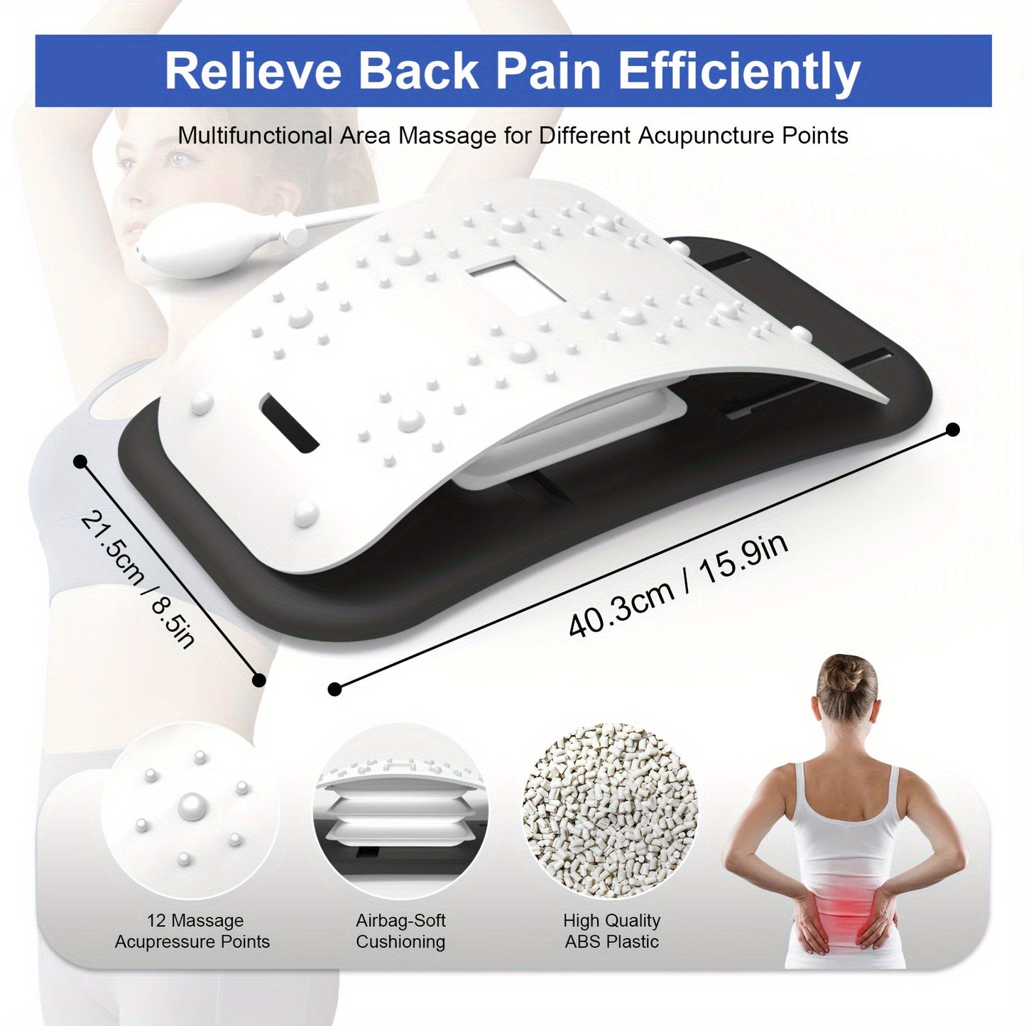 Back Stretcher & Massager - Relieve Sciatica & Fibromyalgia Pain(White)-2