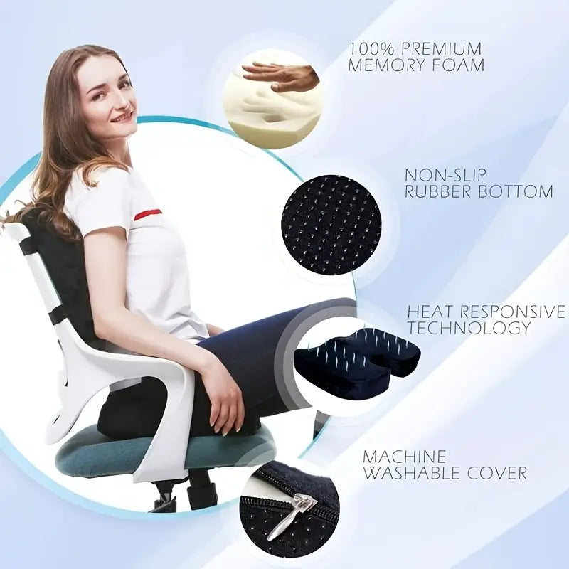 Orthopedic Memory Foam Seat Cushion and Lumbar Support Set