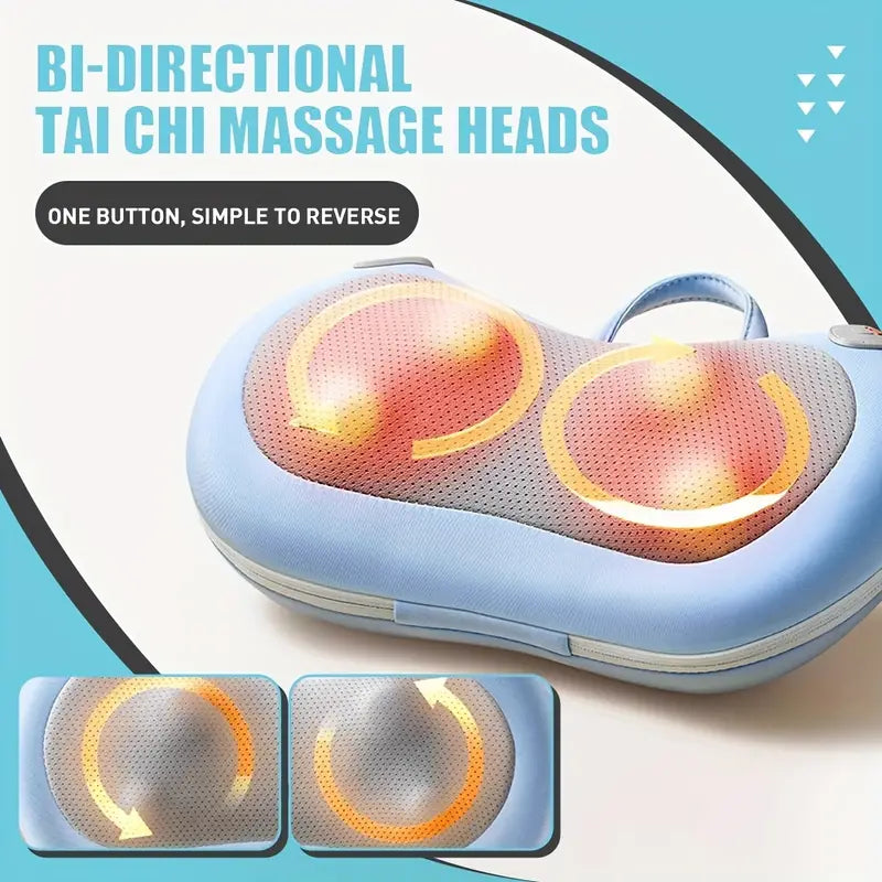 3D Massage Pillow with Heat Function (Blue)-2