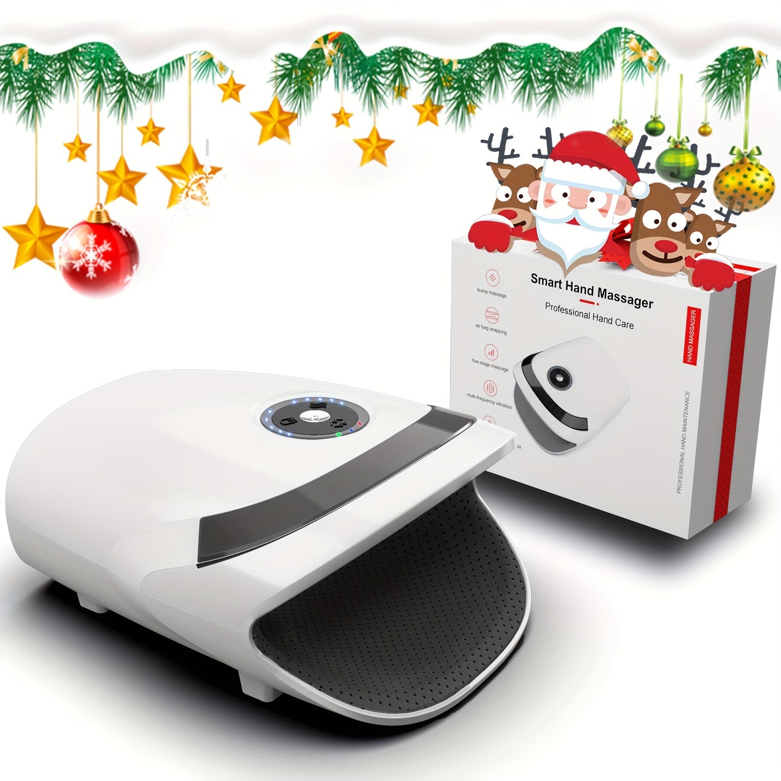 Cordless Hand Massager with Compression & Heat(White)-2
