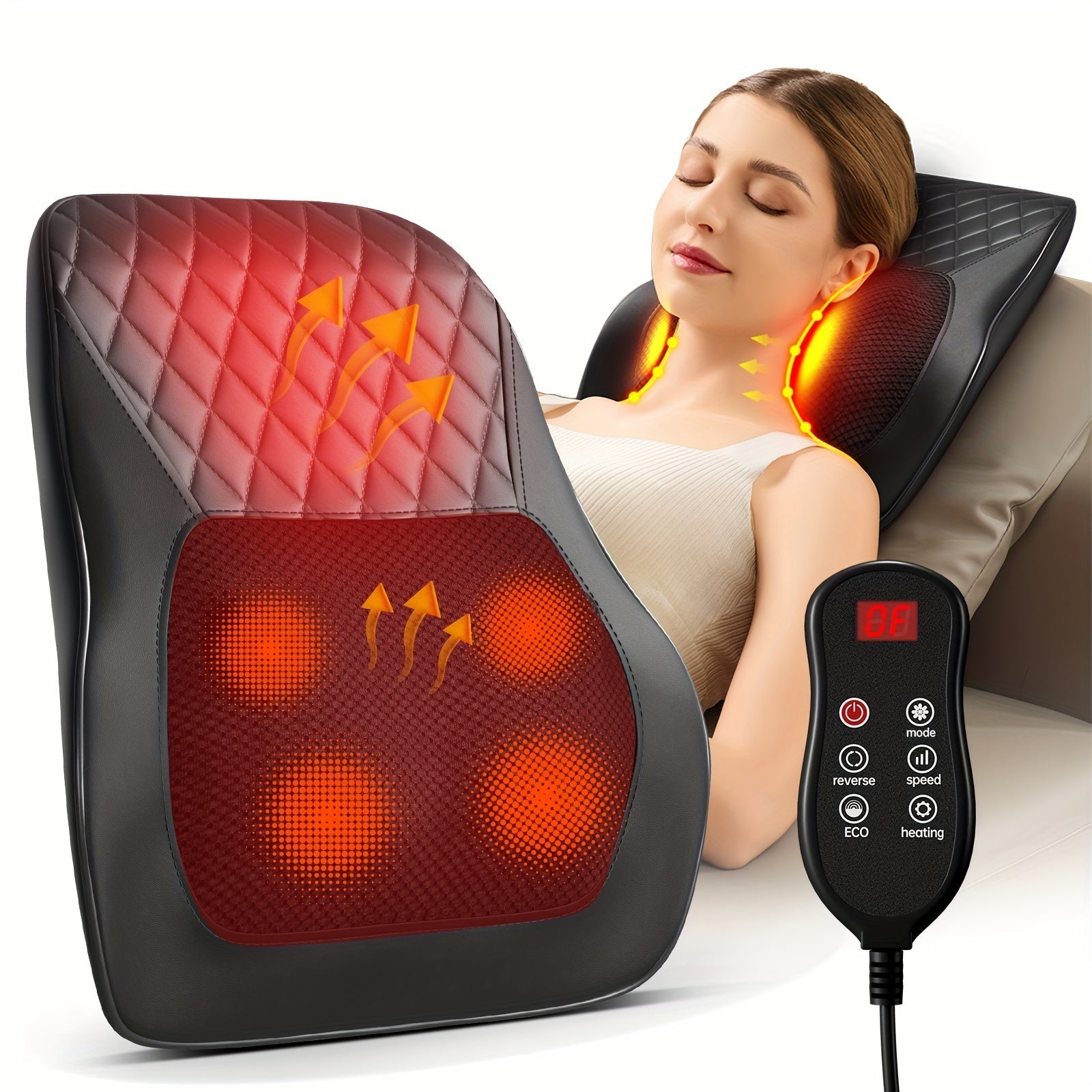 Heated Neck & Back Massager Pillow-1