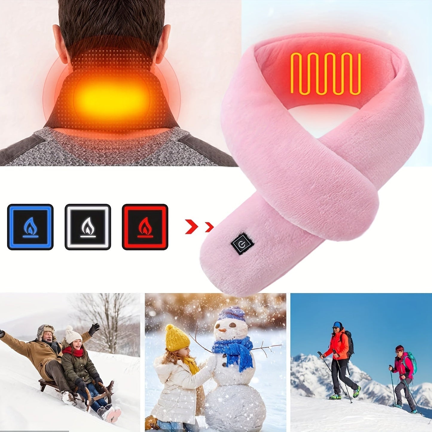Heated Scarf with 3 Heat Levels and Safety Control