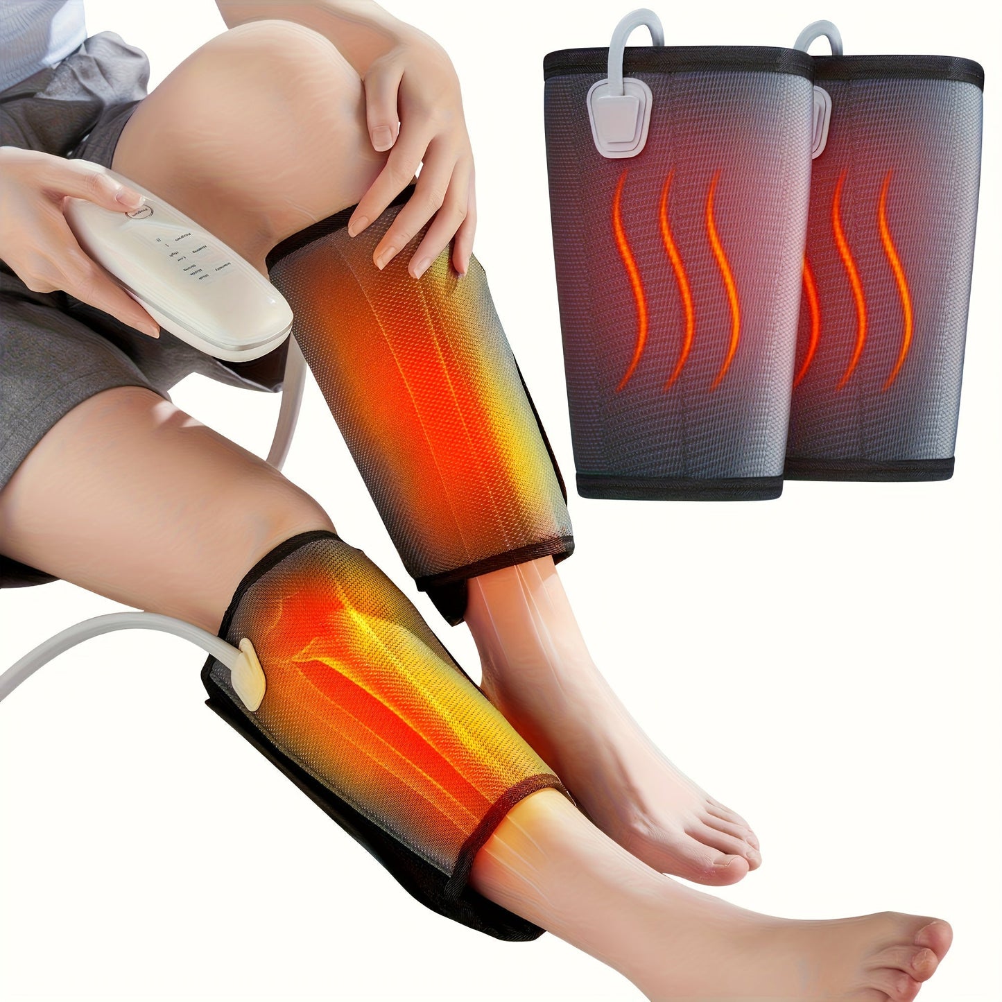 Heated Air Compression Calf Massager with Adjustable Wraps