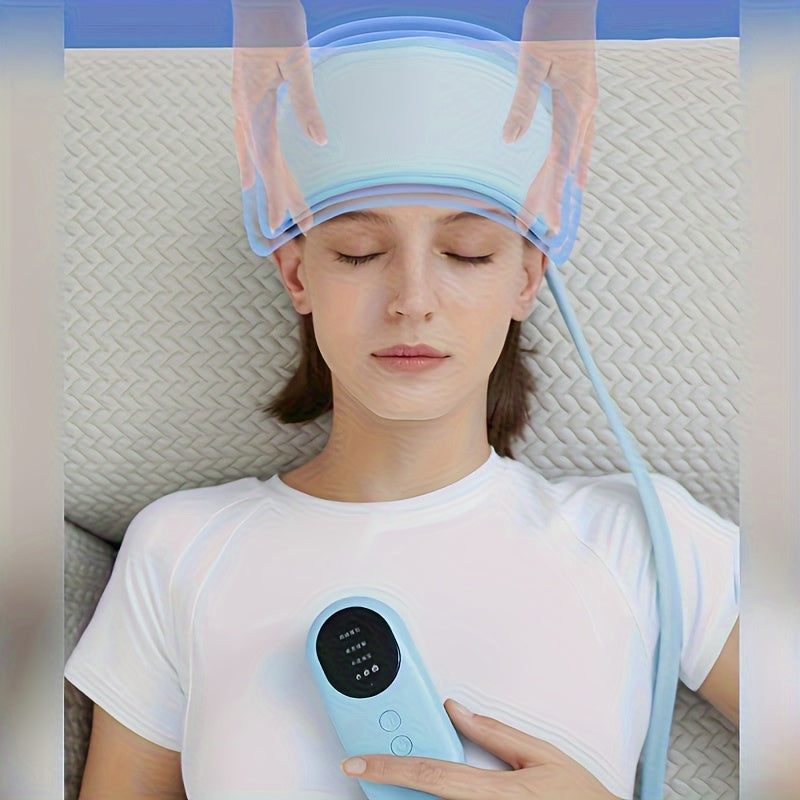 USB Rechargeable 360° Scalp Massager with Heat & Air Compression(Blue)-2