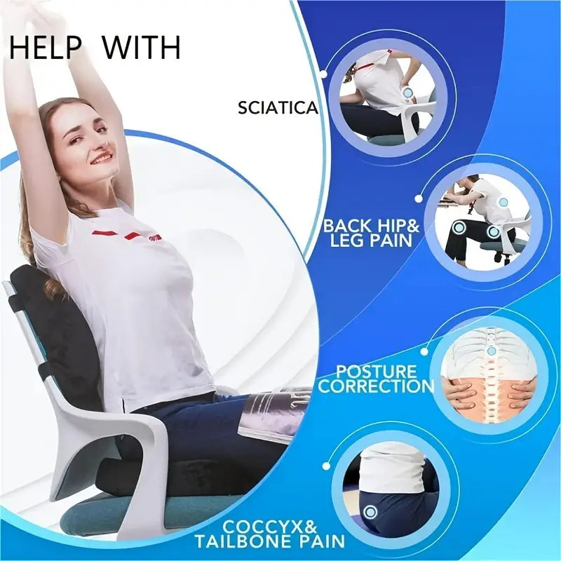 Orthopedic Memory Foam Seat Cushion and Lumbar Support Set