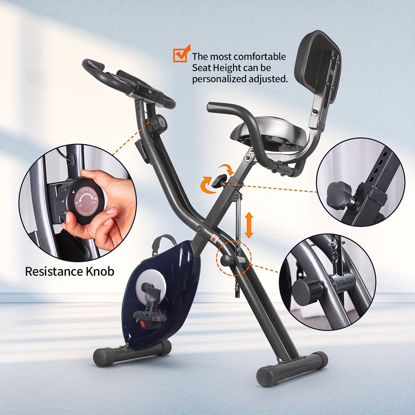 Ultra-Quiet Foldable X-Bike – Magnetic Resistance Exercise Bike