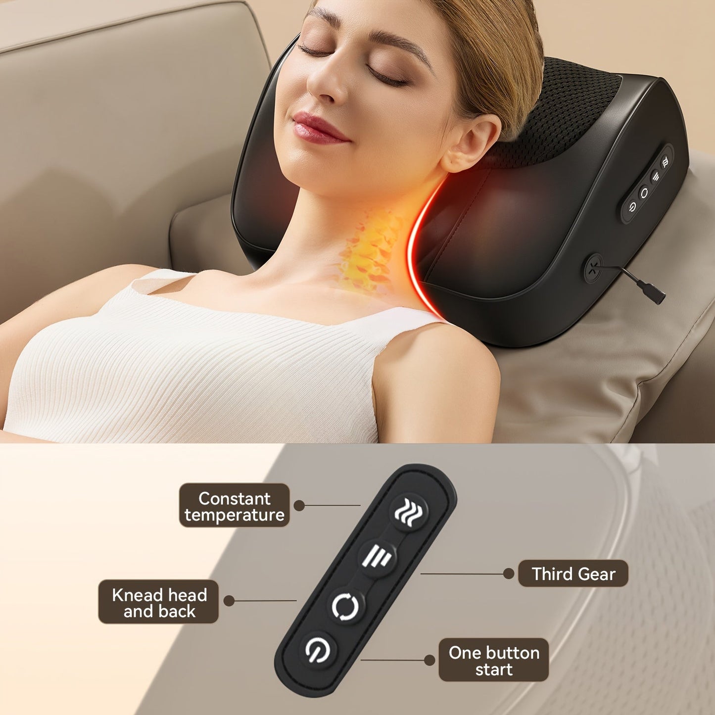 Heated Neck and Shoulder Massager – 3D Kneading with Heat Therapy