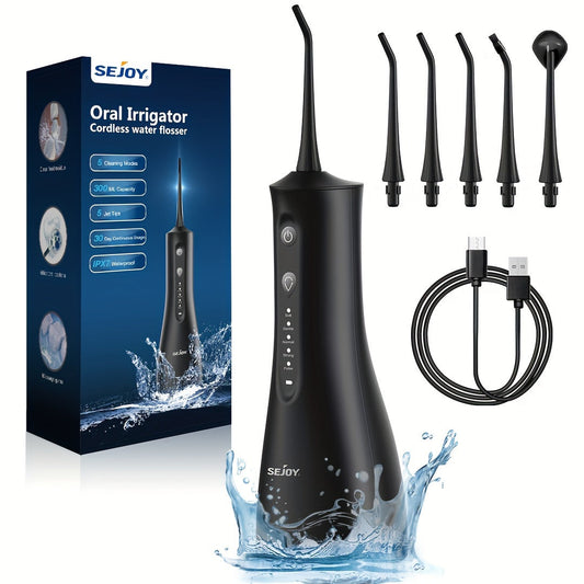 Cordless Water Dental Flosser – 4 Modes with 5 Jet Tips